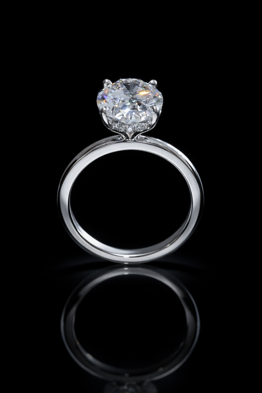 Oval-Cut Lab-Grown Diamond Solitaire Ring in White Gold | Classic Prong Setting
