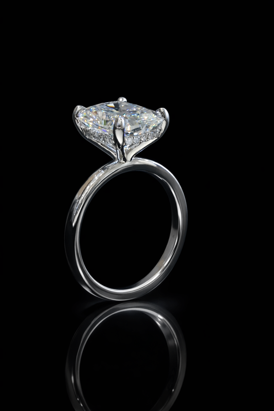Cushion-Cut Lab-Grown Diamond Solitaire Ring in White Gold | Refined Prong Setting
