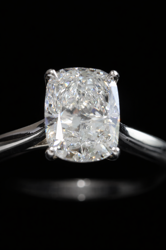 Radiant-Cut Lab-Grown Diamond Solitaire Ring in White Gold | Modern Prong Setting