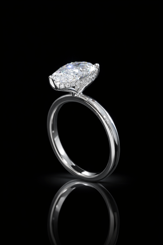 Pear-Shaped Lab-Grown Diamond Solitaire Ring in White Gold | Elegant Prong Setting