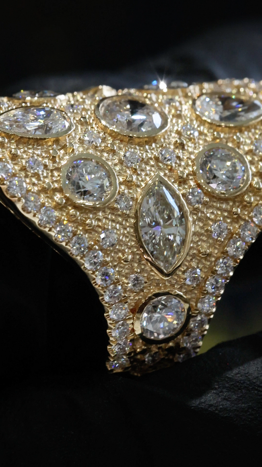 Natural Diamond Multi-Shape Cluster Ring in Yellow Gold | Bold Statement Luxury Design