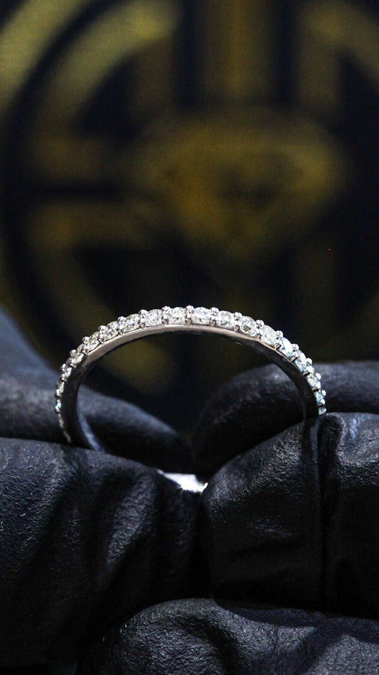 Round Pavé Diamond Eternity Band in 14K White Gold | 0.58ctw GH/SI