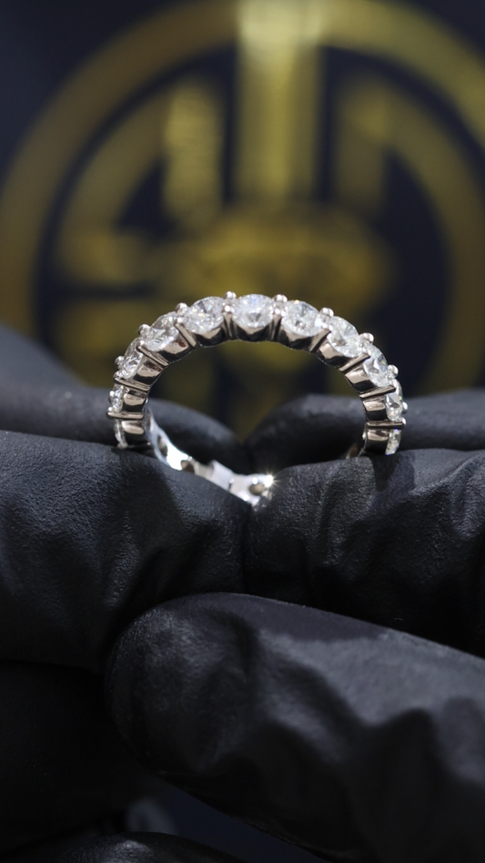 Round Brilliant Shared-Prong Diamond Eternity Band in 14K White Gold | 3.15ctw GH/SI