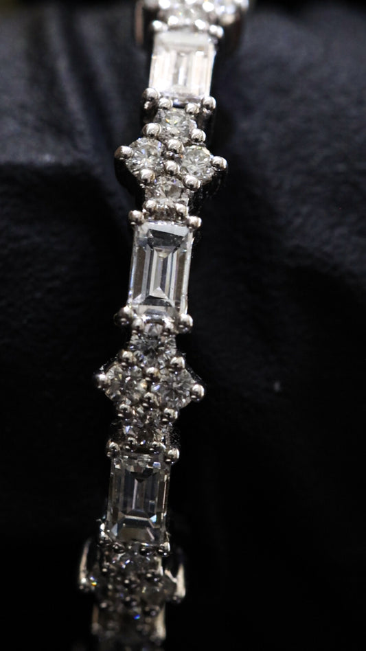 Baguette & Round Diamond Eternity Band in 14K White Gold | 0.82 CT