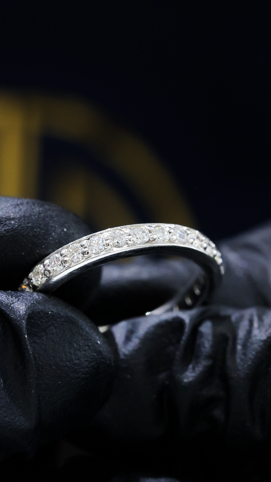 Round Brilliant Diamond Eternity Band in 14K White Gold | 0.65 CTW Shared-Prong Setting