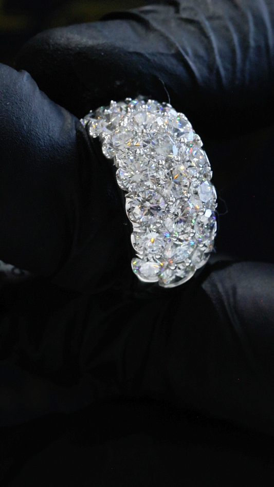 Wide Pavé Lab-Grown Diamond Eternity Band in White Gold | Multi-Row Round Cut Design