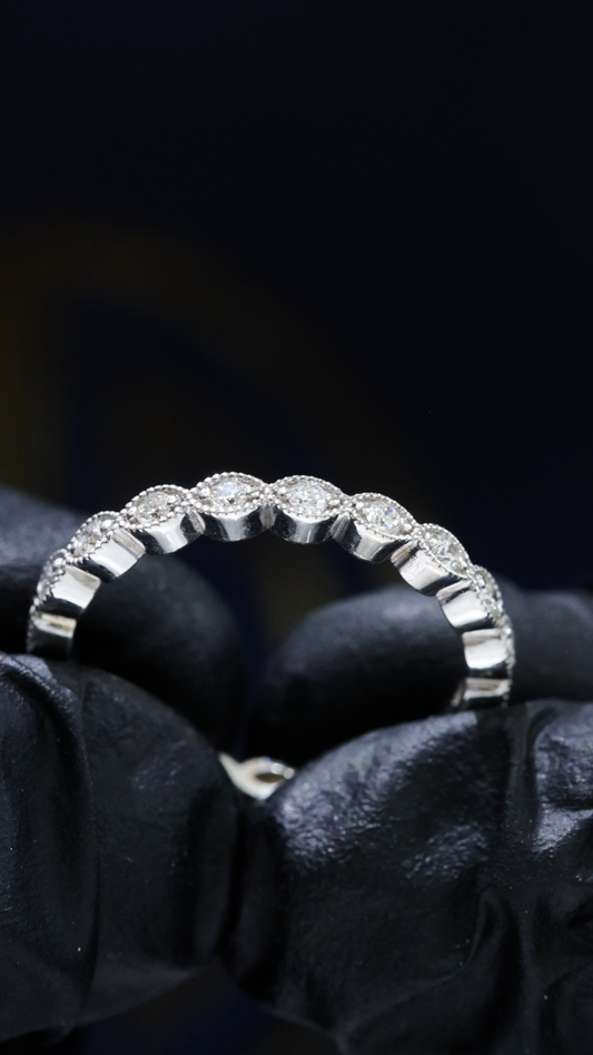 Natural Diamond Marquise-Style Eternity Band in 14K White Gold .3ct houston jeweler