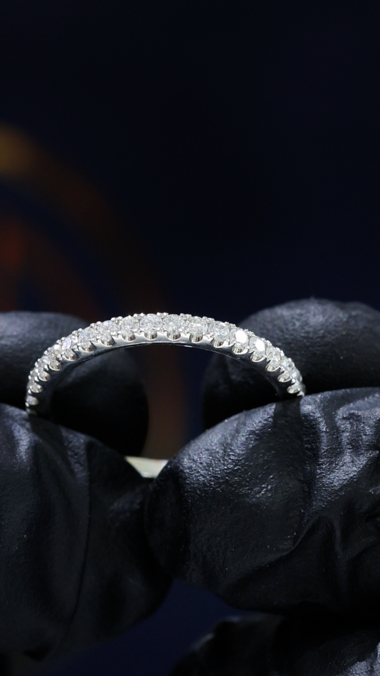Natural Diamond Shared Prong Brilliance 14K White Gold | 0.62 CT houston jeweler