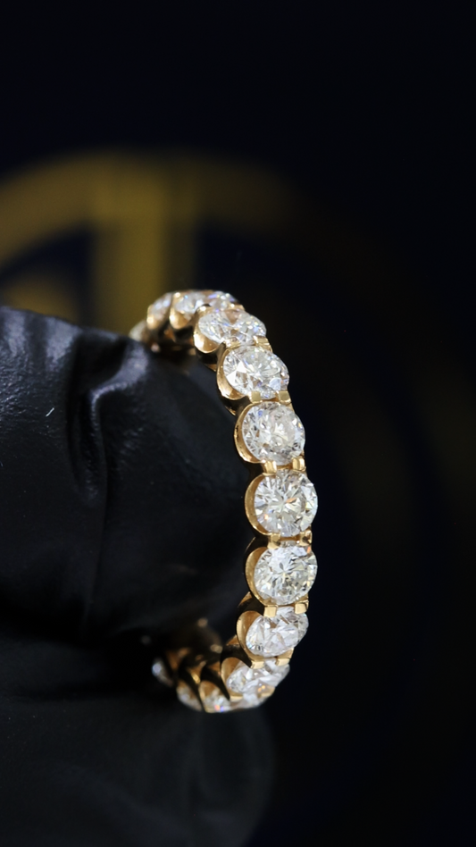 Natural Round Brilliant Diamond Eternity Band in 14K Yellow Gold | 3.10 CTW houston jeweler
