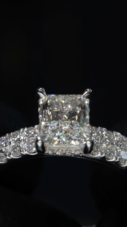 Round Diamond Halo Engagement Ring in White Gold | Classic Pavé Luxury Design