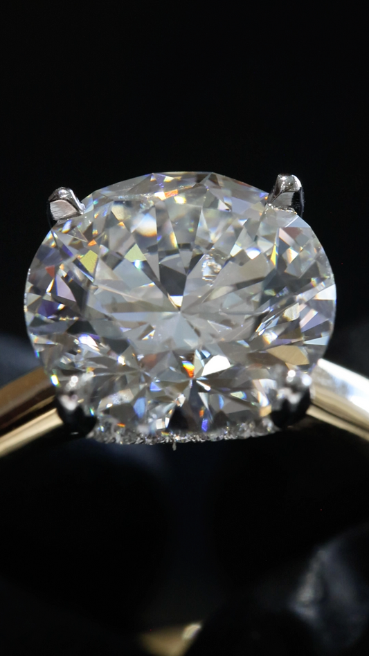 Round Lab-Grown Diamond Solitaire Ring in Yellow Gold | Hidden Halo Prong Setting