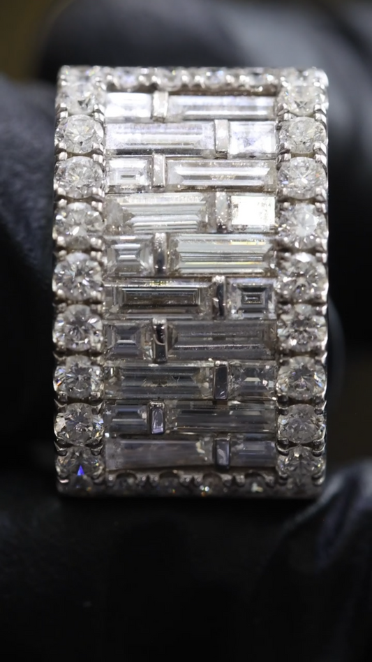 Baguette & Round Diamond Band in White Gold | 3.55 CTW