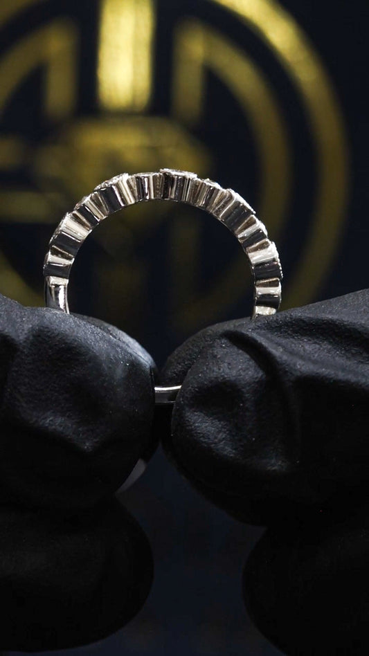 14K White Gold Bezel Diamond Half Eternity Band | .55 CTW