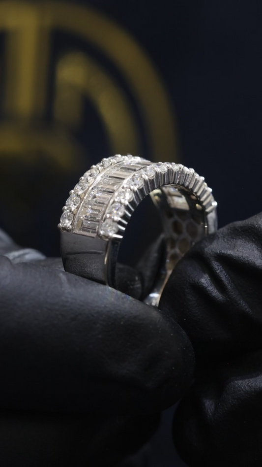 Baguette & Round Diamond Band in White Gold | 2.85 CTW