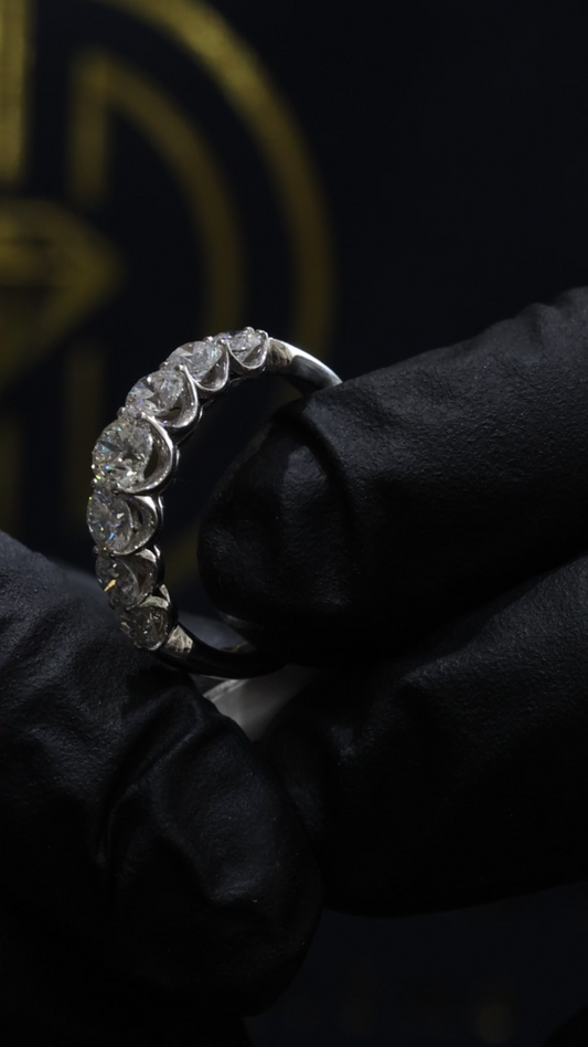 Round Cut Diamond Half Eternity Band in White Gold | 1.40 CTW