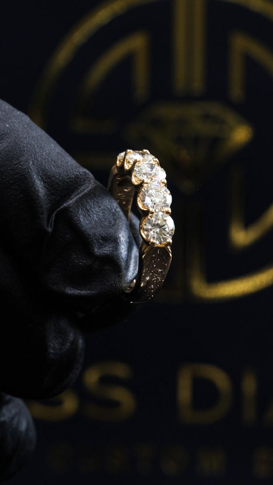 Diamond 5 Stones Half Eternity Band in 14K Yellow Gold | 1.50 CTW