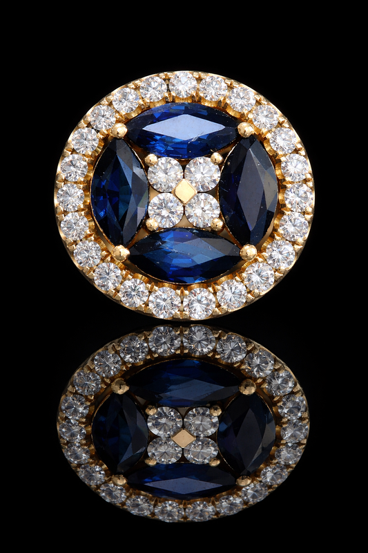 Natural Sapphire Diamond Oval Halo Ring 14K Yellow Gold | 2.90 CT Houston Jeweler