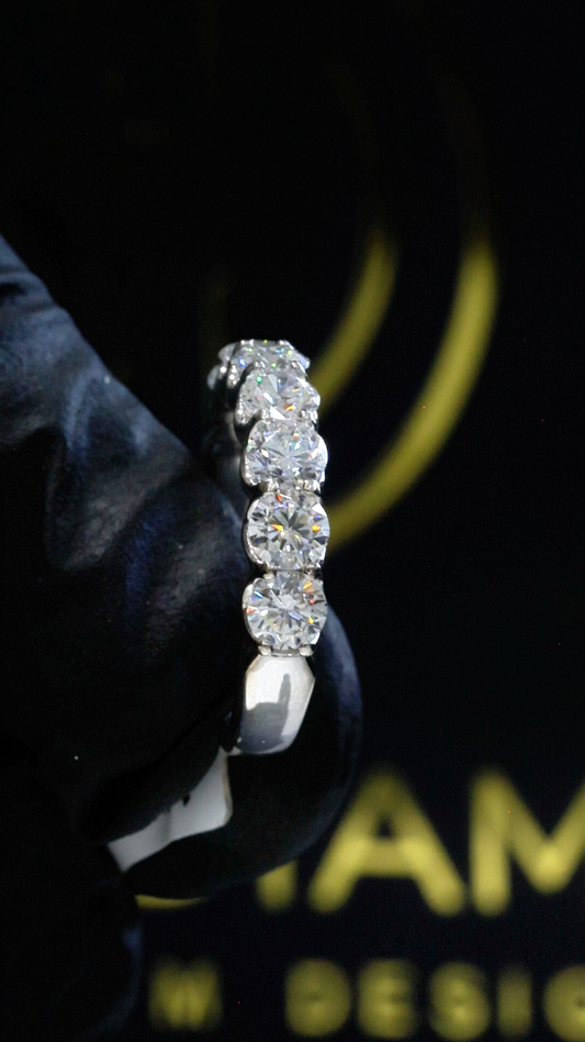 Round-Cut Lab-Grown Diamond Eternity Wedding Band in White Gold | Prong-Set Design