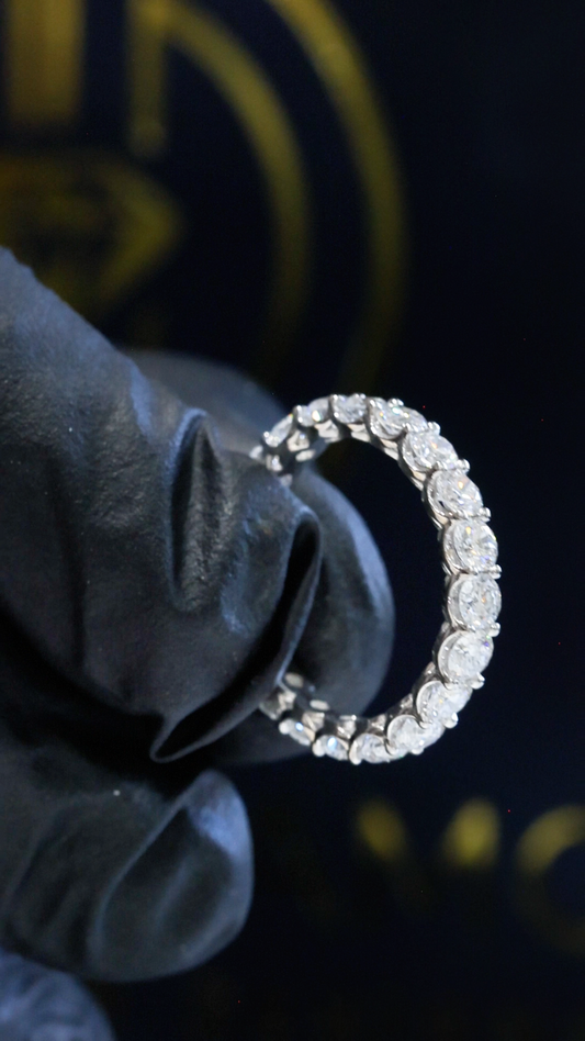 Round-Cut Lab-Grown Diamond Eternity Wedding Band in White Gold | Prong-Set Design