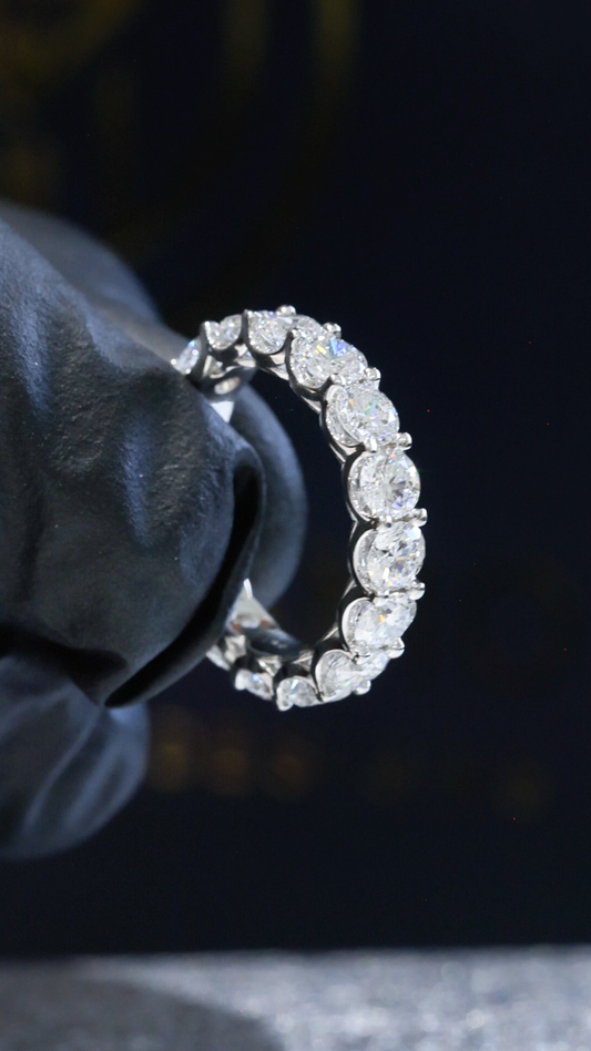 Round-Cut Lab-Grown Diamond Eternity Wedding Band in White Gold | Prong-Set Design