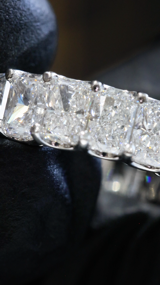 Emerald-Cut Lab-Grown Diamond Eternity Wedding Band in White Gold | Prong-Set Design