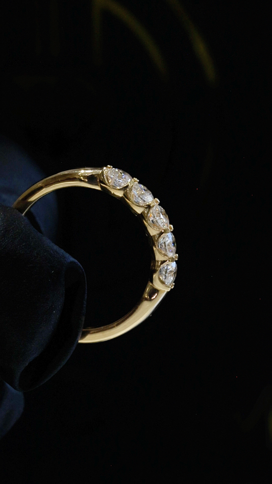 Round-Cut Lab-Grown Diamond Wedding Band in Yellow Gold | Prong-Set Design