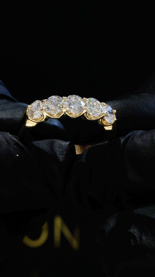 Round-Cut Lab-Grown Diamond Wedding Band in Yellow Gold | Prong-Set Design