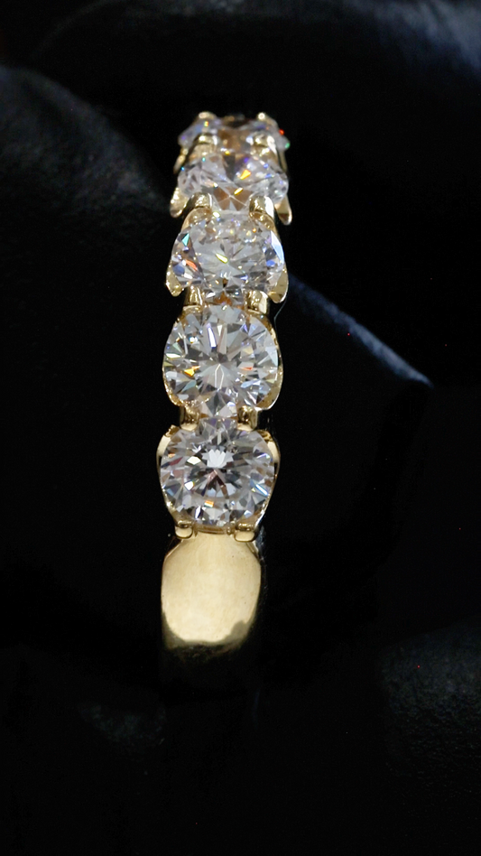 Round-Cut Lab-Grown Diamond Eternity Wedding Band in Yellow Gold | Prong-Set Design