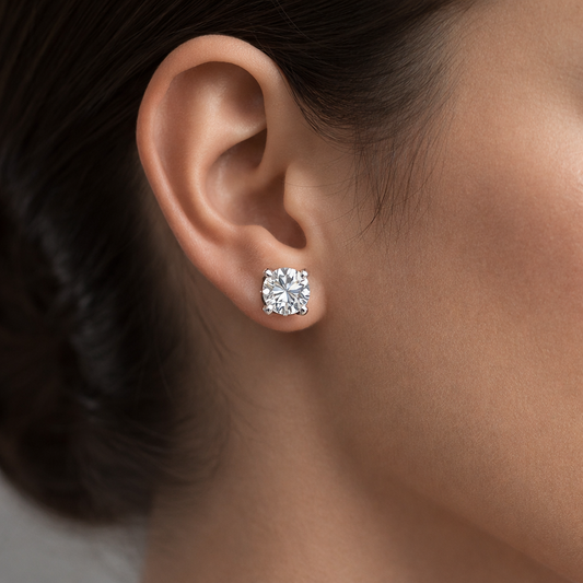 Lab Diamond 4-Prong Stud Earrings 14K White Gold | 1–7 CTW Classic Martini Setting