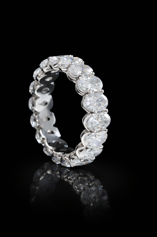 Oval-Cut Lab-Grown Diamond Eternity Wedding Band in White Gold | Prong-Set Design