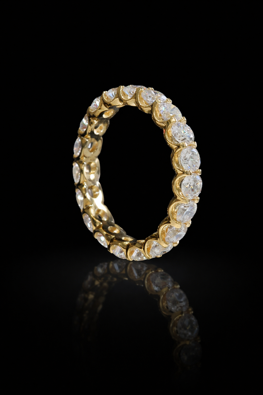 Round-Cut Lab-Grown Diamond Eternity Wedding Band in Yellow Gold | Prong-Set Design