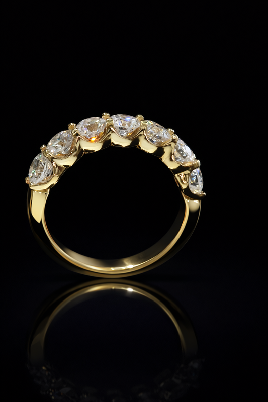 Round-Cut Lab-Grown Diamond Eternity Wedding Band in Yellow Gold | Prong-Set Design