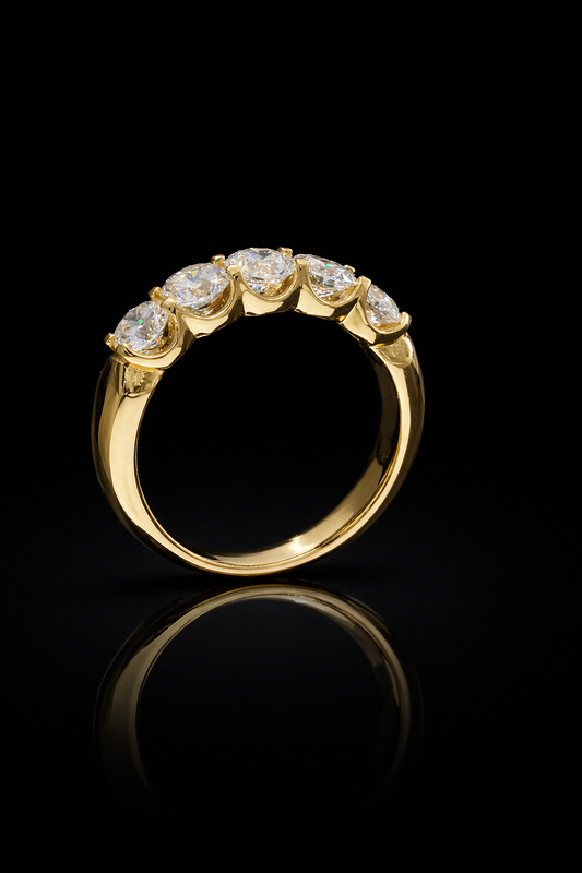Round-Cut Lab-Grown Diamond Wedding Band in Yellow Gold | Prong-Set Design