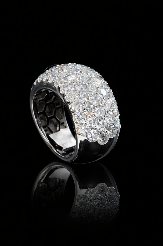 Wide Pavé Lab-Grown Diamond Eternity Band in White Gold | Multi-Row Round Cut