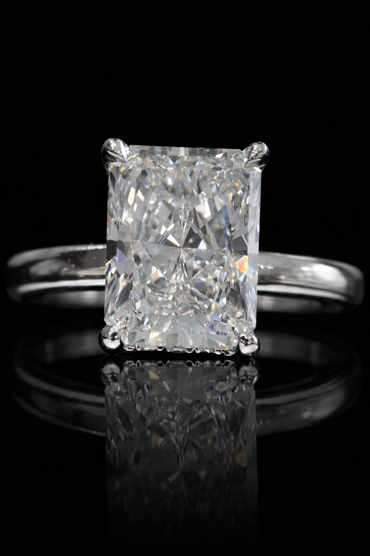 Radiant-Cut Lab-Grown Diamond Solitaire Ring in White Gold | Classic Prong Setting