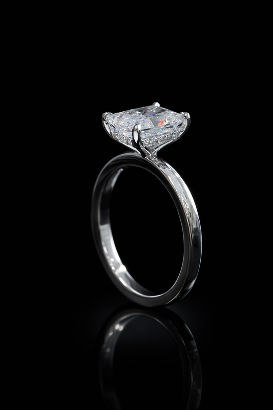 Radiant-Cut Lab-Grown Diamond Solitaire Ring in White Gold | Classic Prong Setting