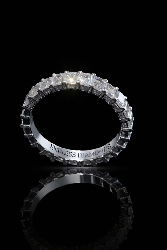 Emerald Cut Diamond Eternity Band in White Gold | 3.30 CTW Diamonds