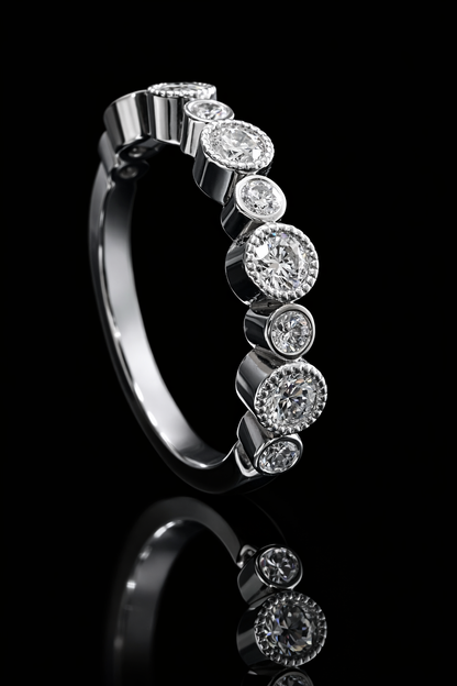 14K White Gold Bezel Diamond Half Eternity Band | .55 CTW