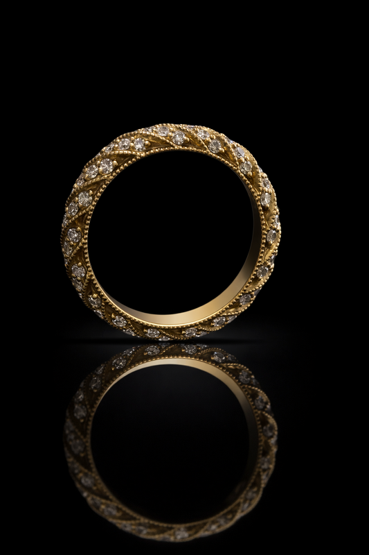 Vintage Round Diamond Eternity Band in 14K Yellow Gold | 0.95 CT