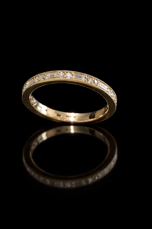 Alternating Round & Baguette Diamond Eternity Band in 14K Rose Gold | 0.70ctw GH/SI