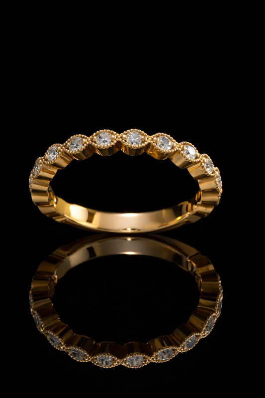 Vintage Bezel-Style Diamond Eternity Band in 14K Y/W/R Gold| 0.38 CT