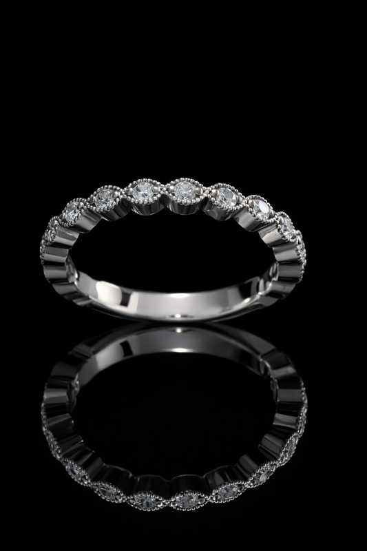 Vintage Bezel-Style Diamond Eternity Band in 14K Y/W/R Gold| 0.38 CT