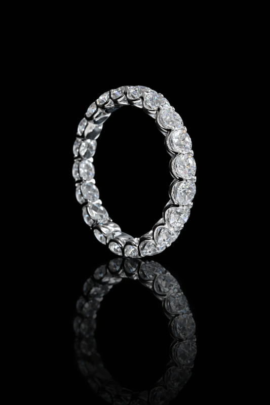 Round-Cut Natural Diamond Eternity Wedding Band in White Gold | Prong-Set Design