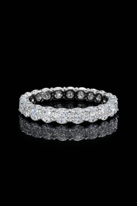 Round-Cut Lab-Grown Diamond Eternity Wedding Band in White Gold | Prong-Set Design