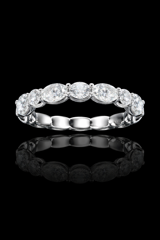 Round-Cut Lab-Grown Diamond Eternity Wedding Band in White Gold | Prong-Set Design