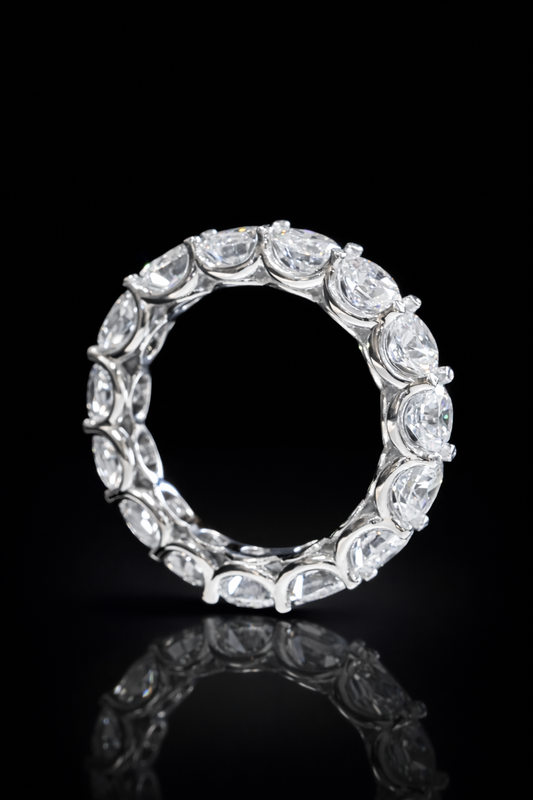 Round-Cut Lab-Grown Diamond Eternity Wedding Band in White Gold | Prong-Set Design