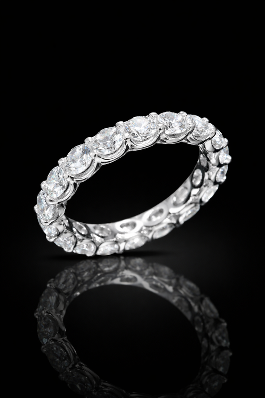 Round-Cut Lab-Grown Diamond Eternity Wedding Band in White Gold | Prong-Set Design