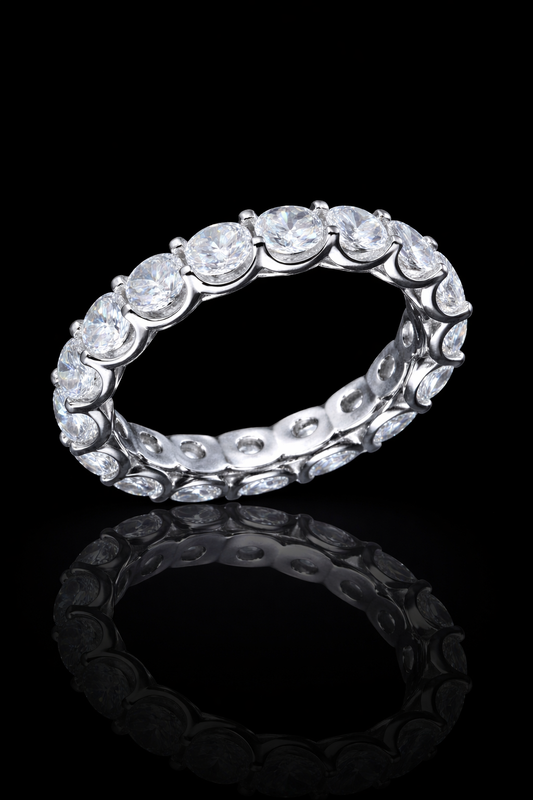 Round-Cut Lab-Grown Diamond Eternity Wedding Band in White Gold | Prong-Set Design
