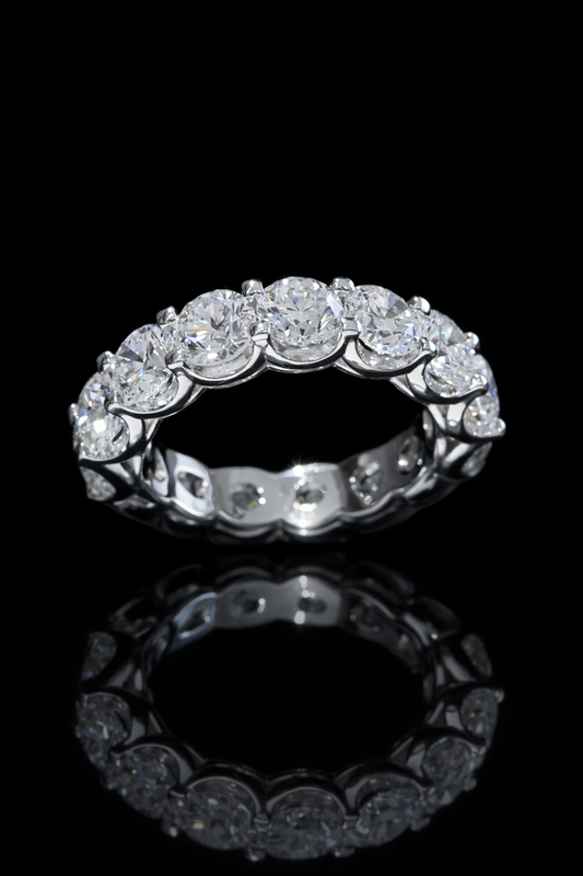 Round-Cut Lab-Grown Diamond Eternity Wedding Band in White Gold | Prong-Set Design