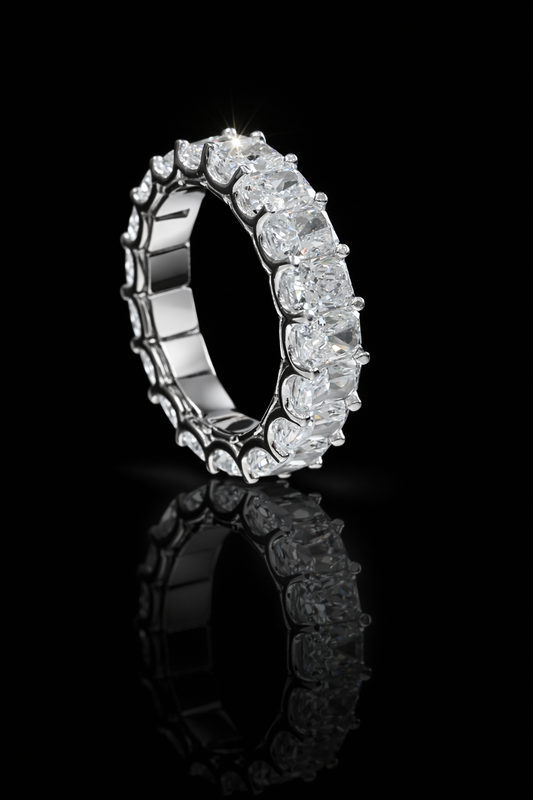 Emerald-Cut Lab-Grown Diamond Eternity Wedding Band in White Gold | Prong-Set Design